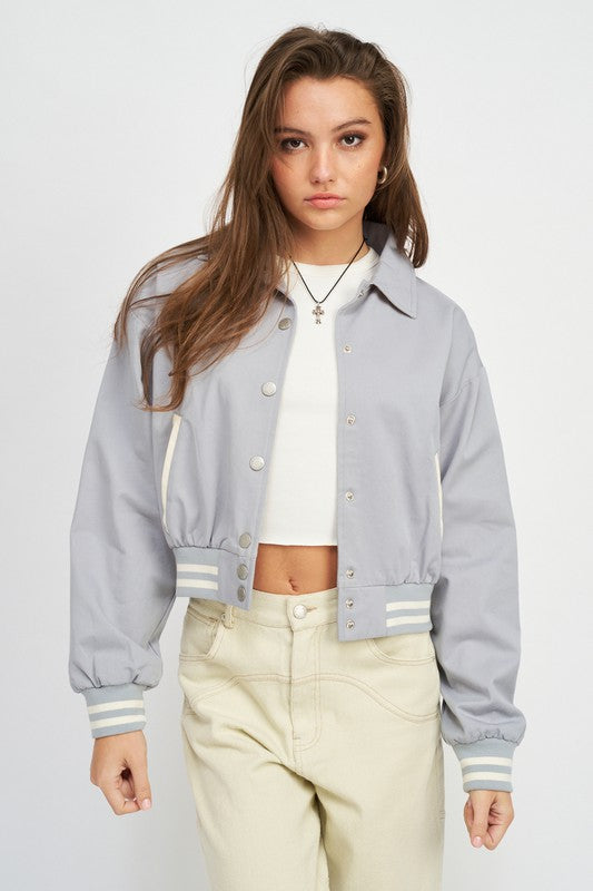 CHAQUETA BOMBER CON CUELLO