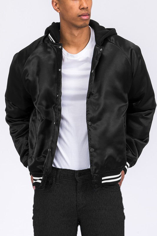 VESTE BOMBER VARSITY EN SATIN