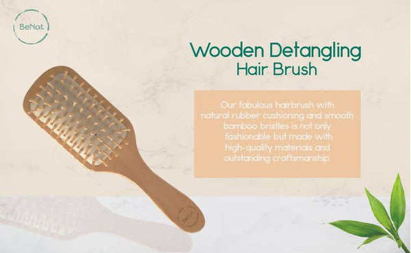 Brosse à cheveux démêlante en bois naturel