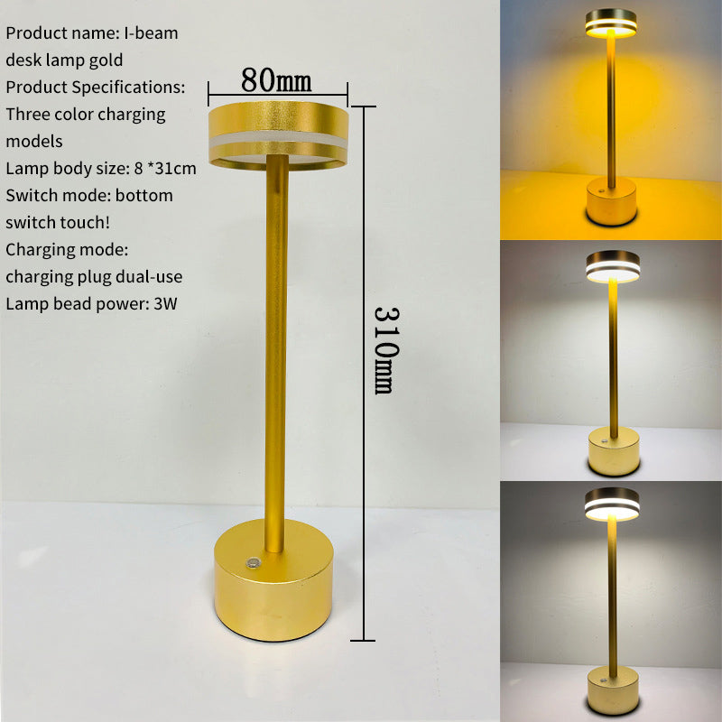 LED Metal Nordic Table Lamp Bedroom Bedside Rechargeable Table Lamp Eye Protection Small Night Lamp Creative Restaurant Bar Table Lamp