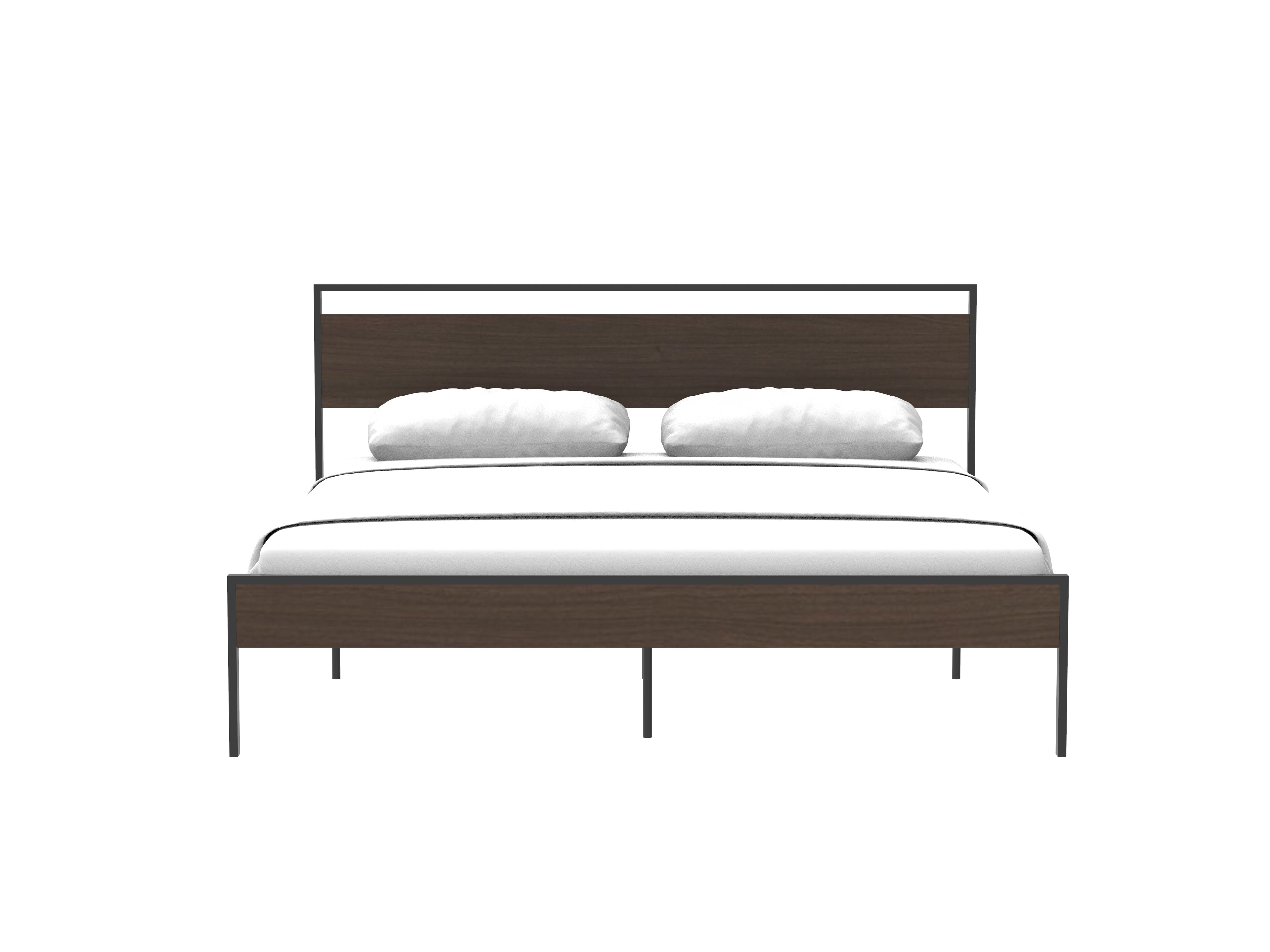 Ceres Metal Bed Black with Walnut wood Headboard&Footboard King