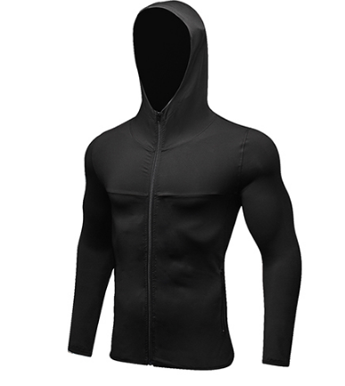 FANNAI Vestes de course pour hommes Manteau de sport de fitness Football Entraînement en plein air Gym corset à capuche Mince Séchage rapide Fermeture éclair réfléchissante 