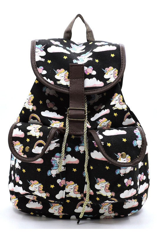 Mochila de lona con estampado de unicornio