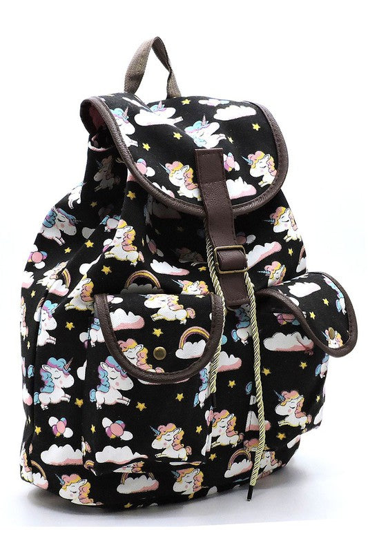 Mochila de lona con estampado de unicornio