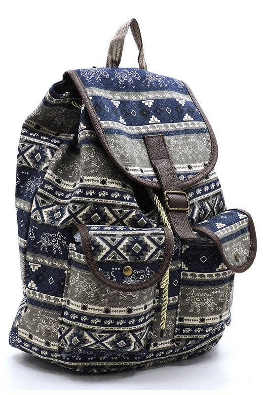 Mochila de lona con estampado tribal