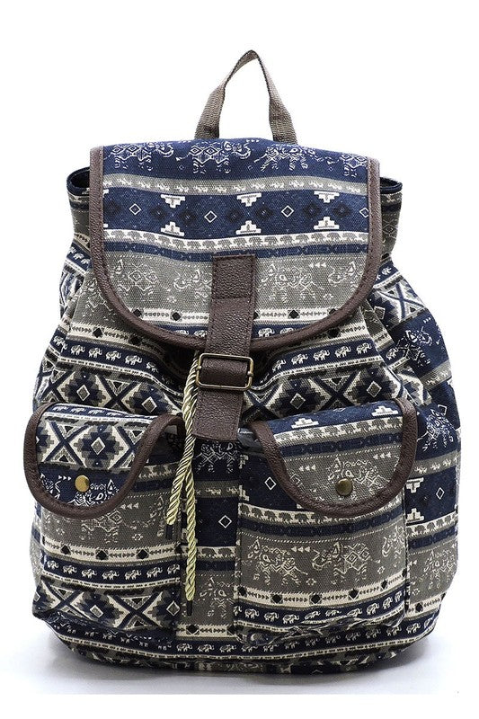 Mochila de lona con estampado tribal