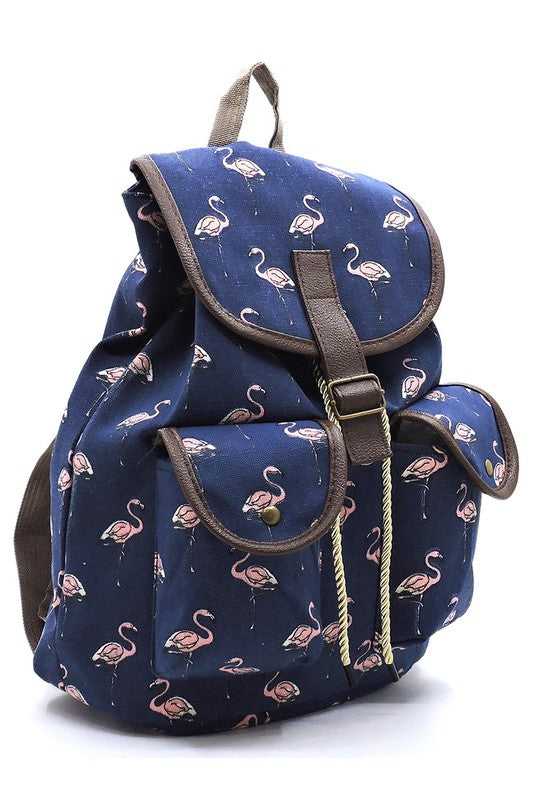 Mochila de lona con estampado de flamencos