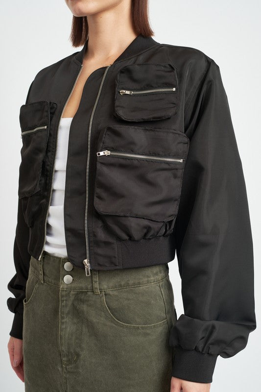 CHAQUETA BOMBER CORTADA