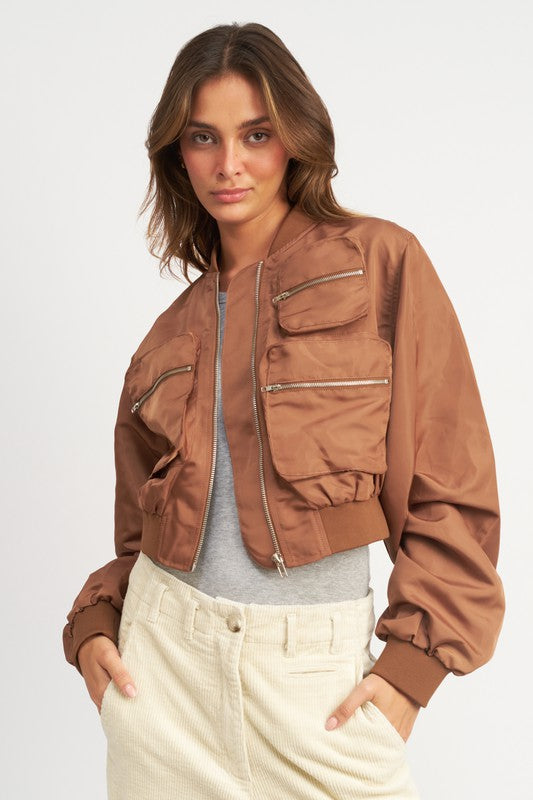 CHAQUETA BOMBER CORTADA