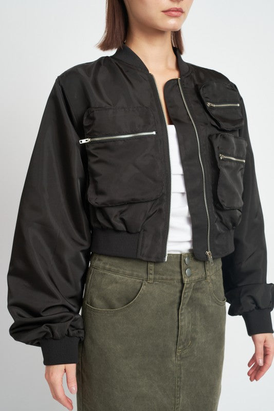 CHAQUETA BOMBER CORTADA