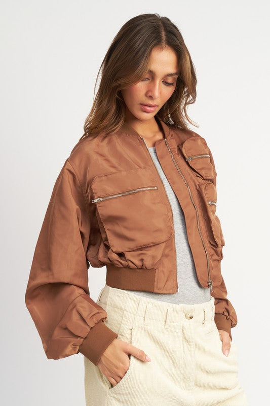 CHAQUETA BOMBER CORTADA