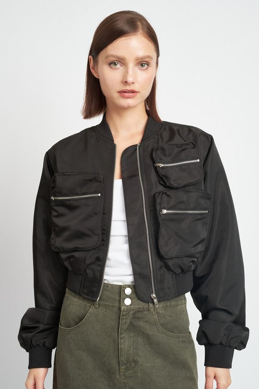 CHAQUETA BOMBER CORTADA