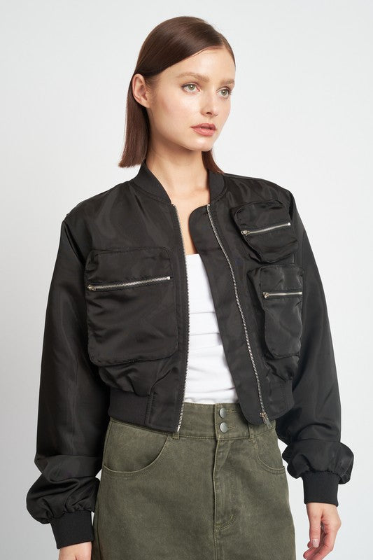 CHAQUETA BOMBER CORTADA