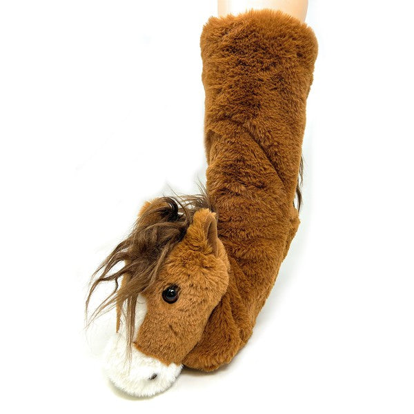 Horse Play - Chaussons-chaussettes en peluche pour enfants