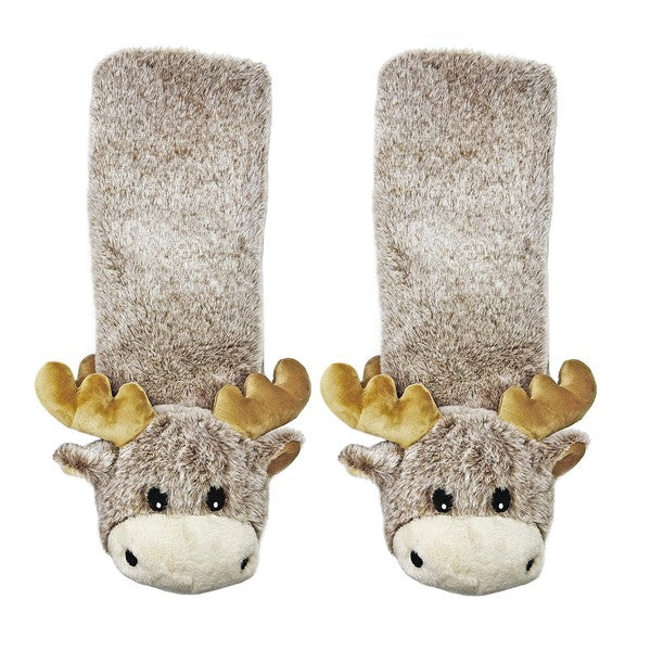 Moose Up - Chaussons-chaussettes en peluche pour enfants