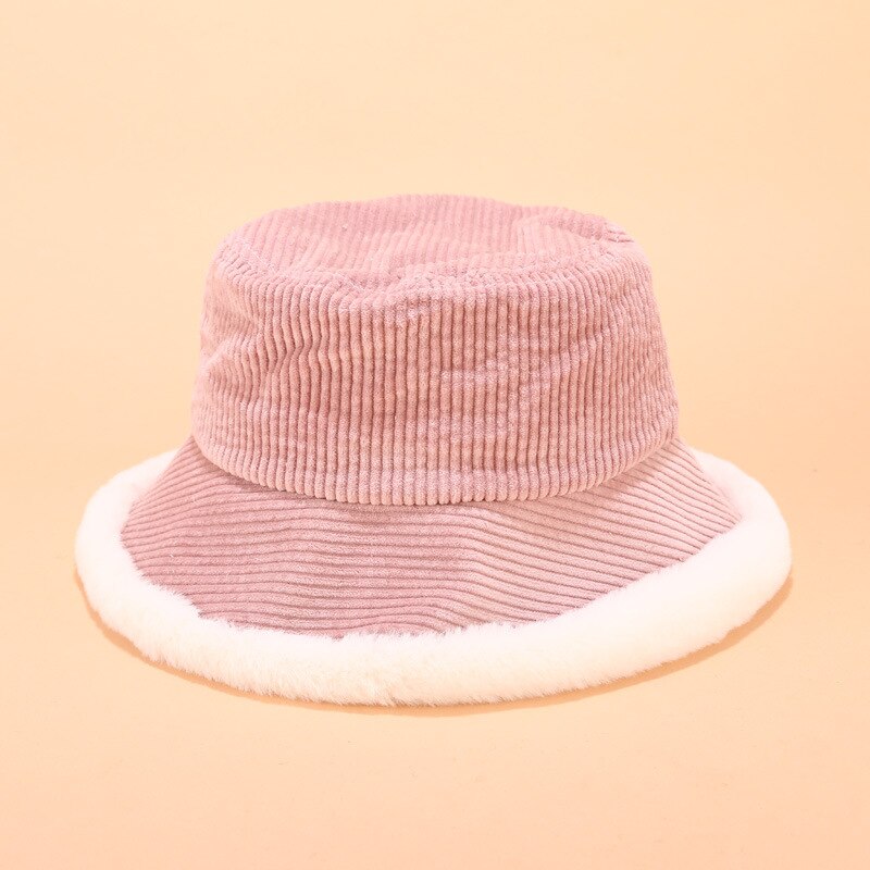 Autumn Winter Bucket Hats Women Corduroy Panama Hat Thick  Warm Plush Fisherman Cap For Girl crimping Basin Hat kapelusz