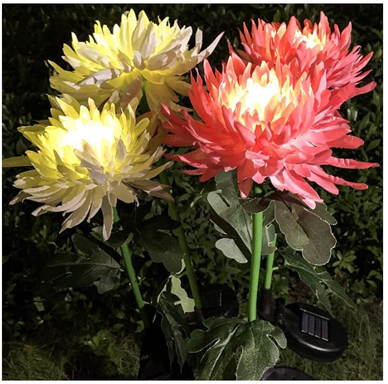 Nouvelle lampe solaire à chrysanthème pour l'extérieur, lampe de jardin à LED, lampe de pelouse à fleurs artificielles, lampe décorative au sol