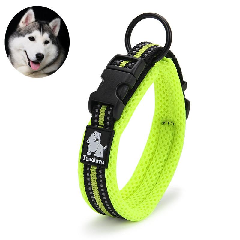 Colliers pour chien réglables en nylon Truelove Collier réfléchissant rembourré en maille pour animaux de compagnie