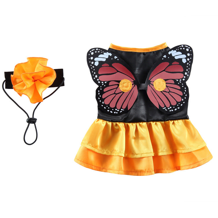 Suministros para mascotas Ropa para perros Vestido de Navidad Ropa de Halloween para mascotas Falda de hada de mariposa linda y divertida (alas desmontables) 