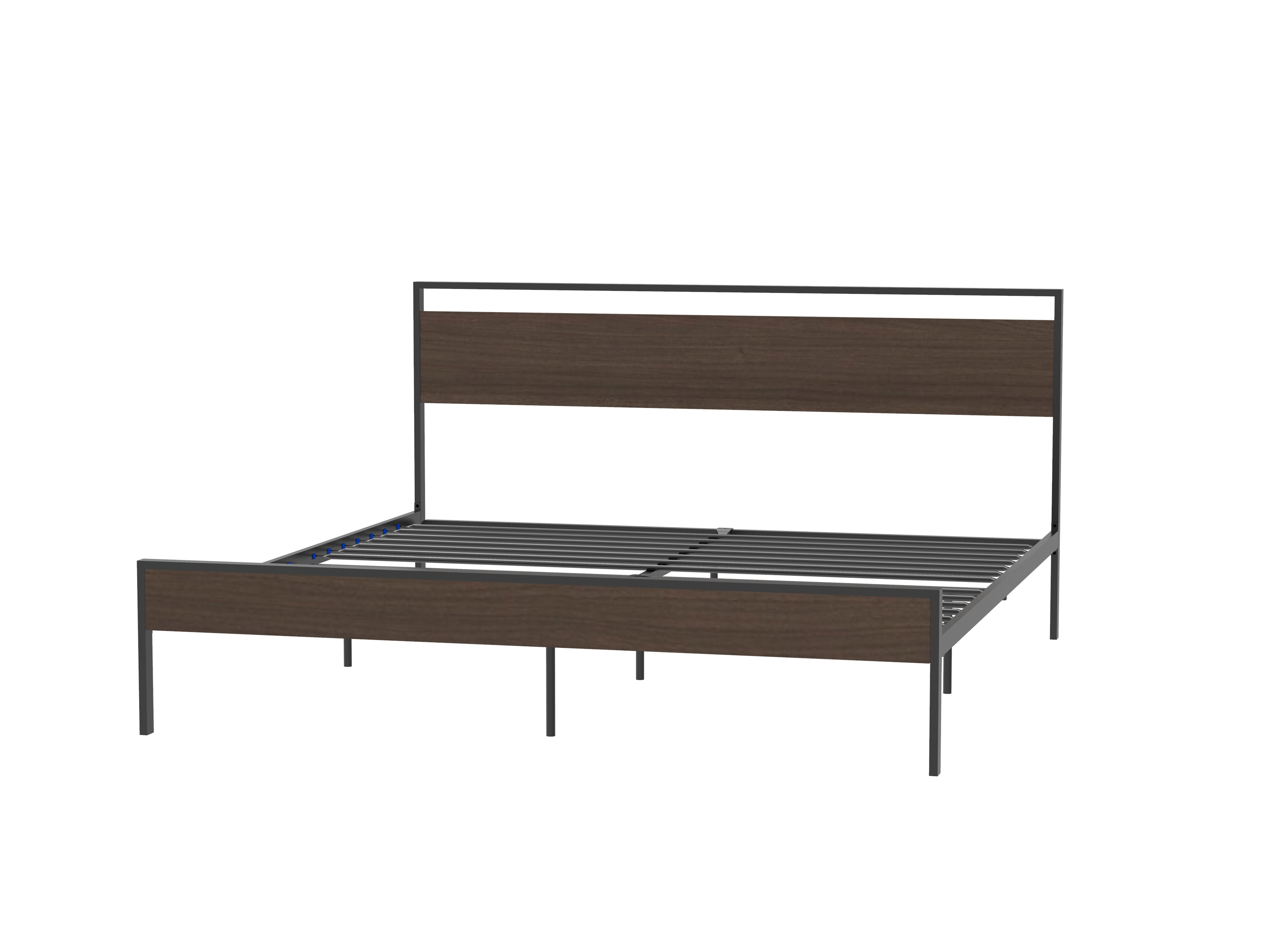 Ceres Metal Bed Black with Walnut wood Headboard&Footboard King