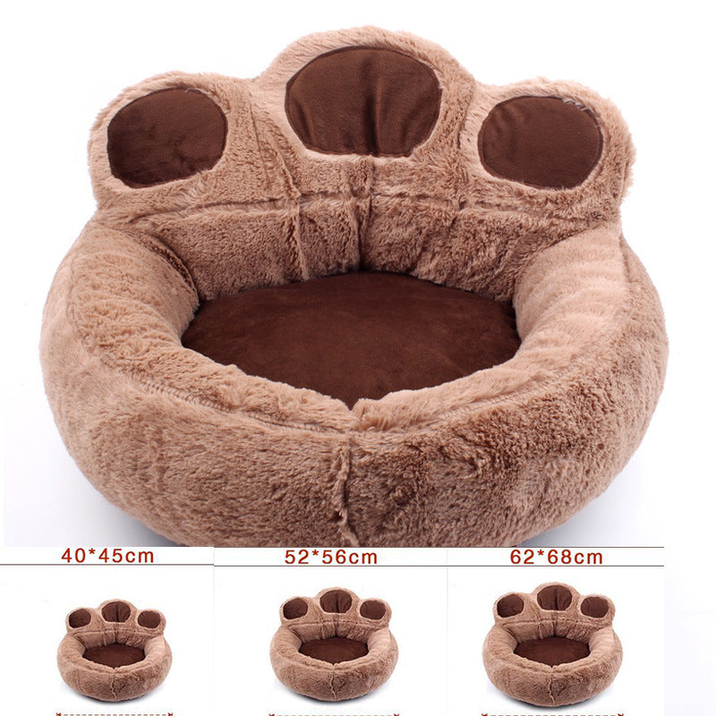 Casa para perros Casa para gatos Suministros para mascotas Otoño e invierno Cálida y cómoda Casa para mascotas con forma de pata de oso Alfombra para perros 