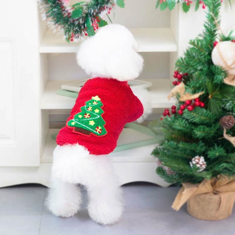 Ropa para perros Otoño/Invierno Ropa para mascotas Nuevo osito de peluche Ropa para perros pequeños Suéter de árbol de Navidad de invierno 