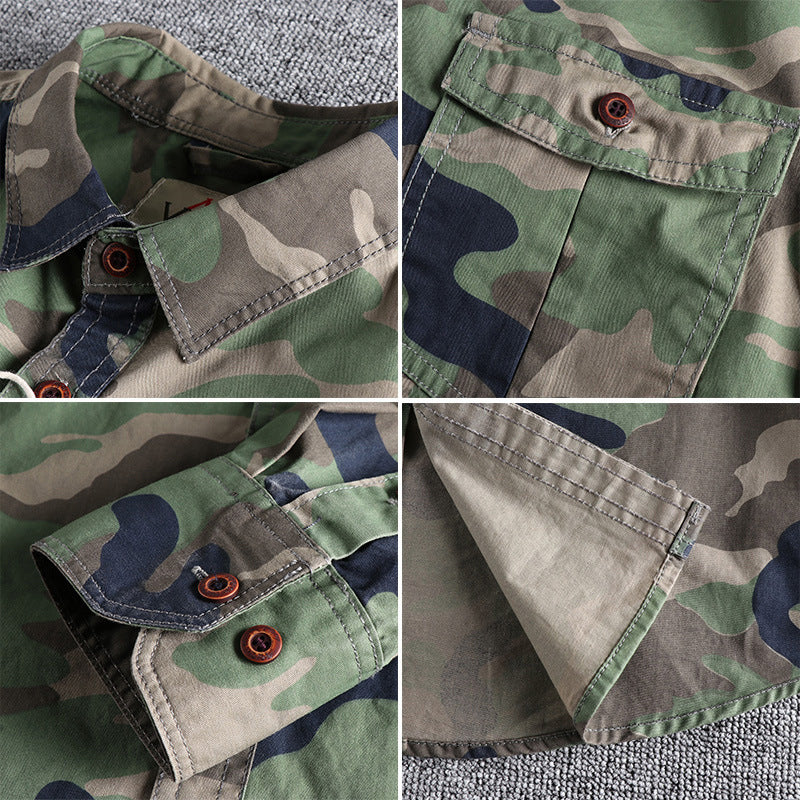 Chemise à manches longues délavée camouflage American Tooling pour hommes