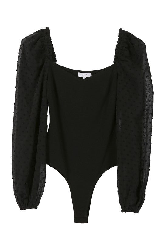 LS shirring sleeve bodysuit