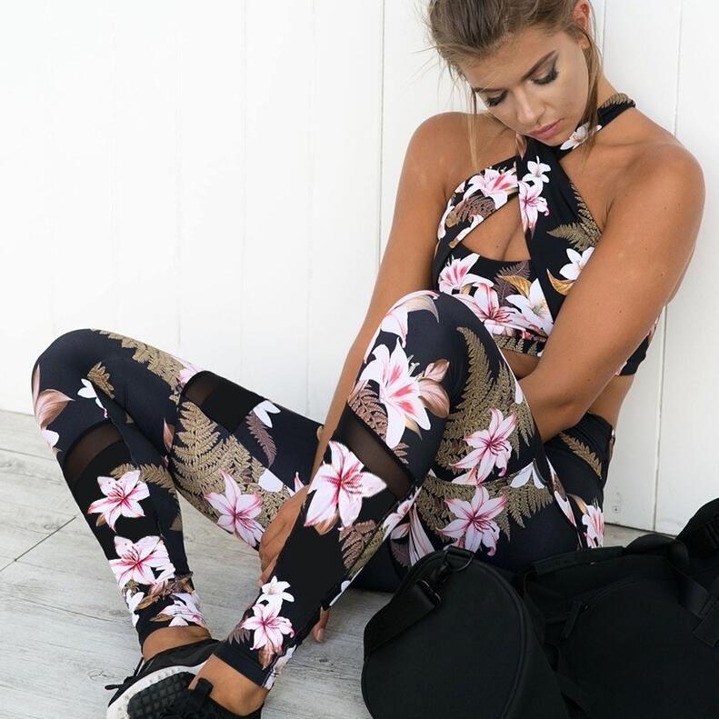 2 Pc Floral Print Workout Suit - Qreatrz Fashion and Design LLC