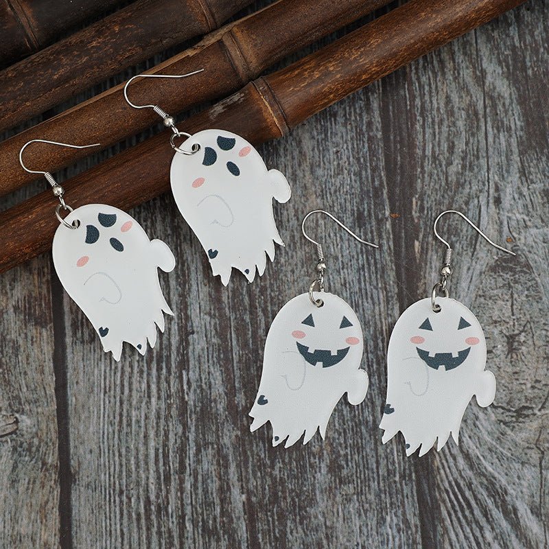 2 Piece Alloy Acrylic Ghost Dangle Earrings - Qreatrz Fashion and Design LLC