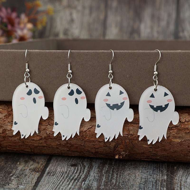 2 Piece Alloy Acrylic Ghost Dangle Earrings - Qreatrz Fashion and Design LLC