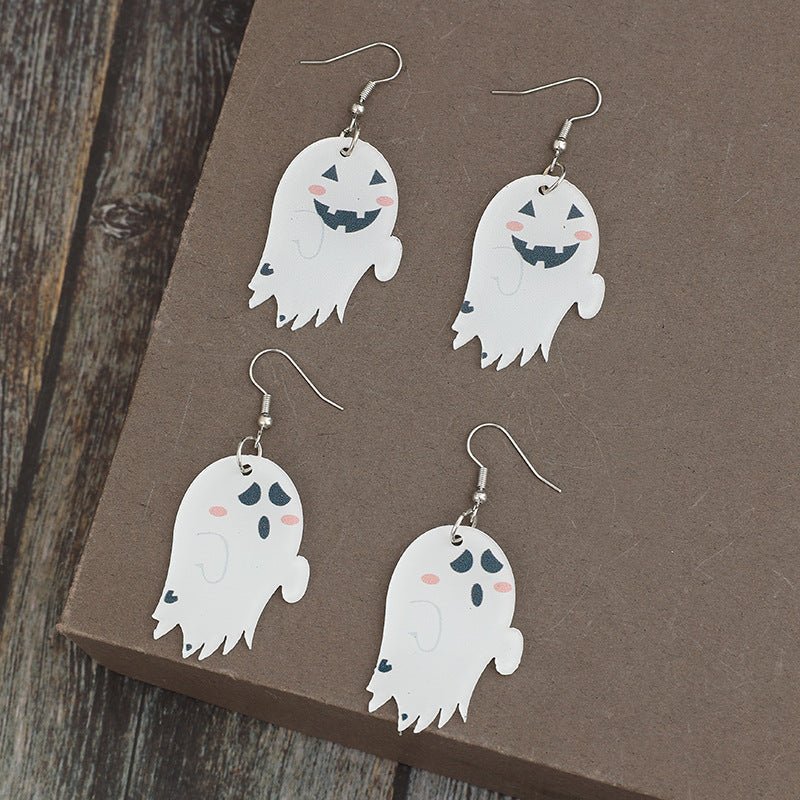 2 Piece Alloy Acrylic Ghost Dangle Earrings - Qreatrz Fashion and Design LLC