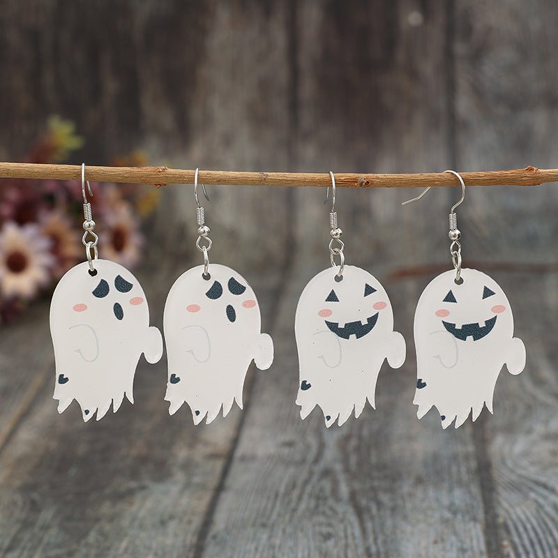 2 Piece Alloy Acrylic Ghost Dangle Earrings - Qreatrz Fashion and Design LLC