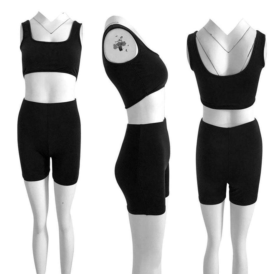 2 Piece Set Women Crop Tops and Biker Shorts - Qreatrz Fashion and Design LLC