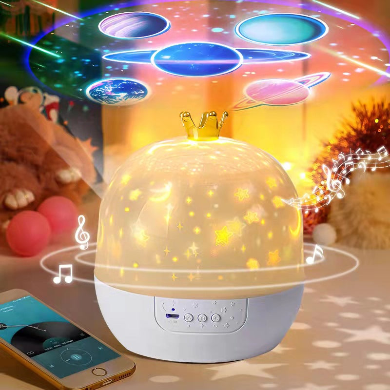 Nueva lámpara de proyección de estrellas, lámpara creativa de ambiente romántico para dormitorio de niña, lámpara LED de cielo estrellado con Bluetooth para niños