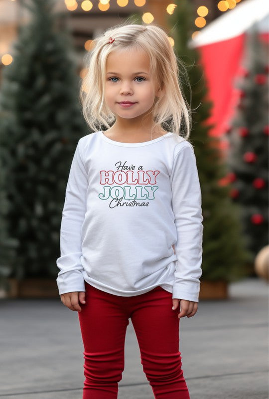 Camiseta para niños pequeños con el mensaje "Que tengas una feliz y alegre Navidad"