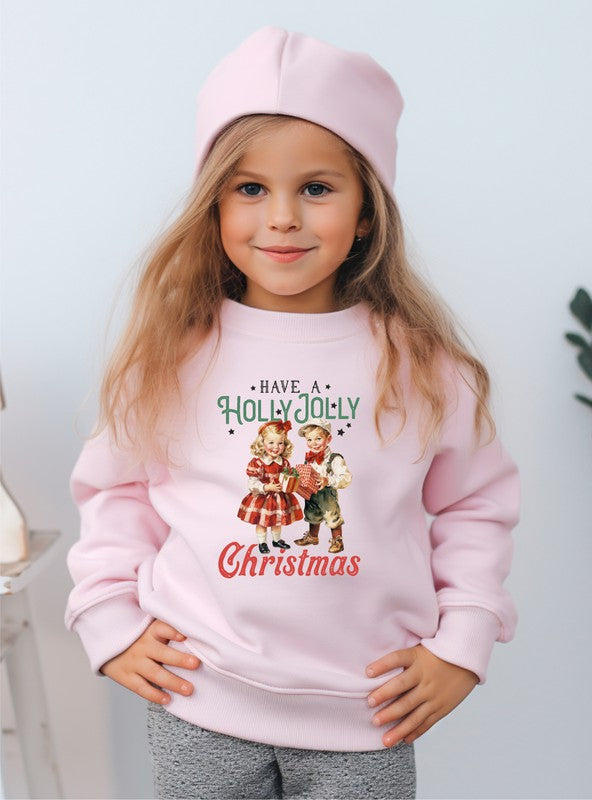 Gráfico navideño retro de Holly Jolly Kids para niños pequeños