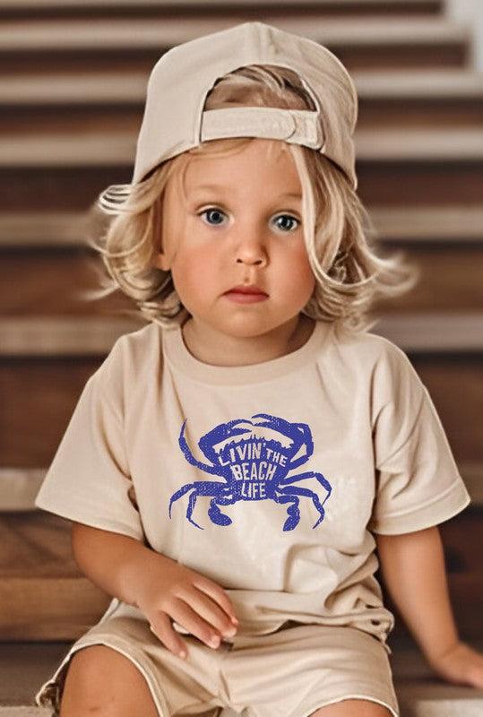 Camiseta para niños pequeños con diseño de cangrejo de Livin That Beach Life