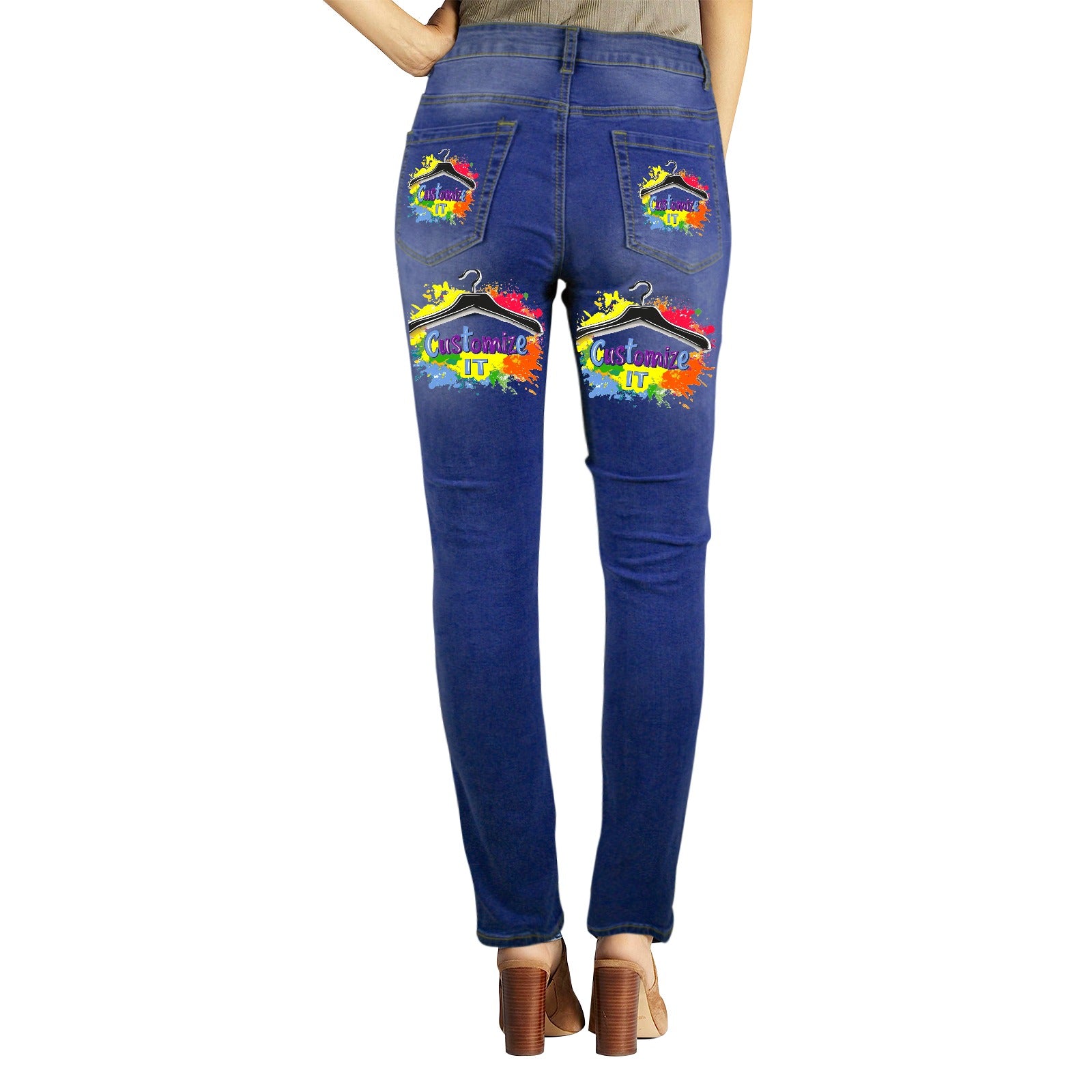 Qreatrz Customizable Women's Jeans (Front & Back Printing)