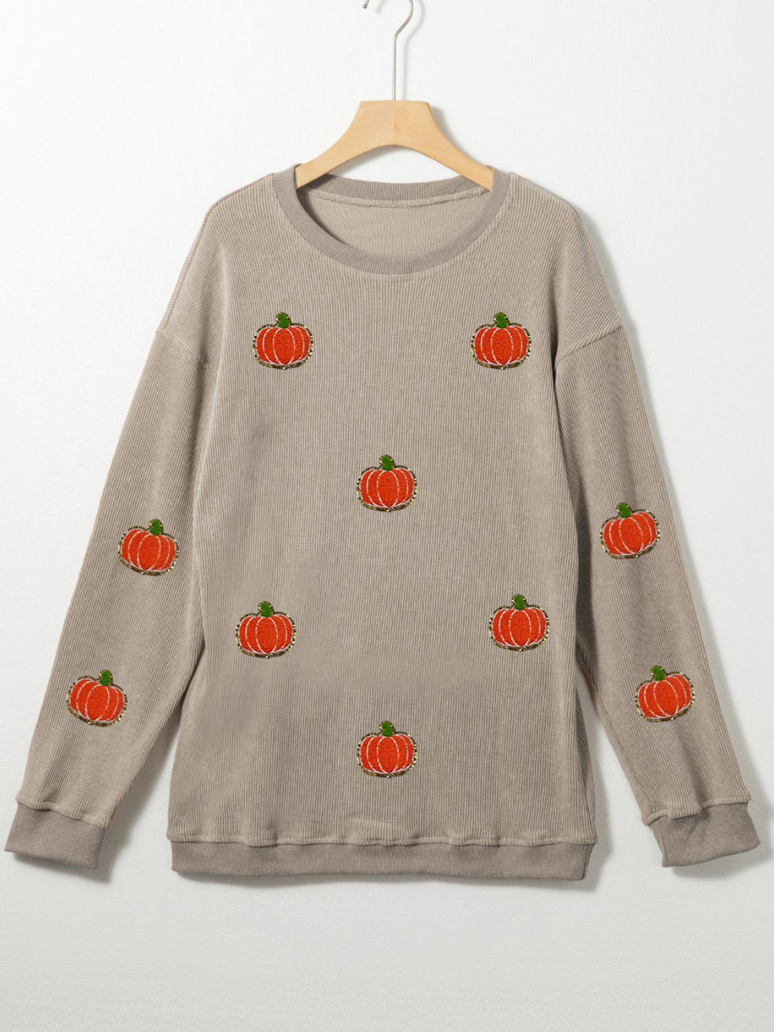 Sudadera de manga larga y cuello redondo con diseño de calabaza