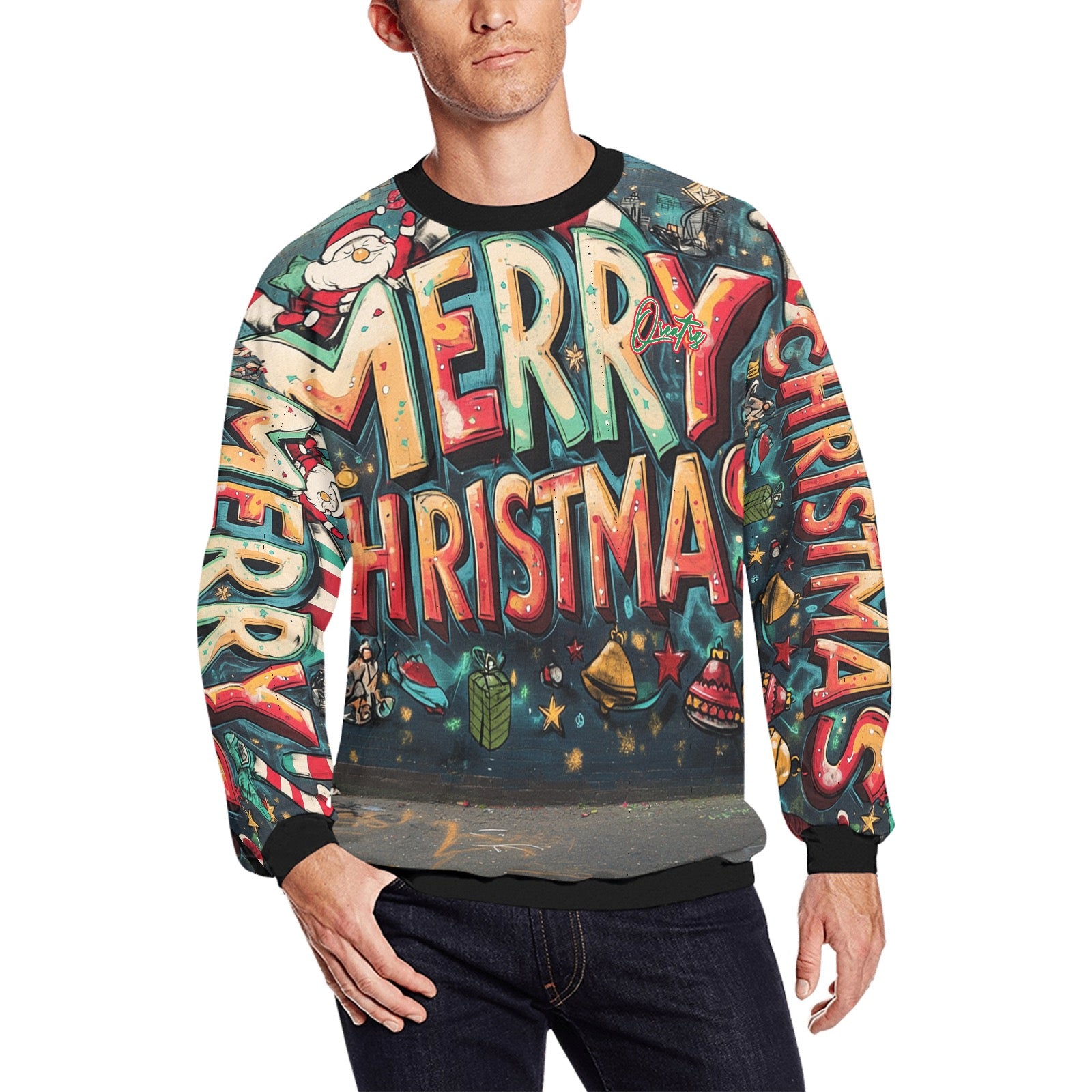 QREATRZ Merry Men's Fuzzy Sweatshirt