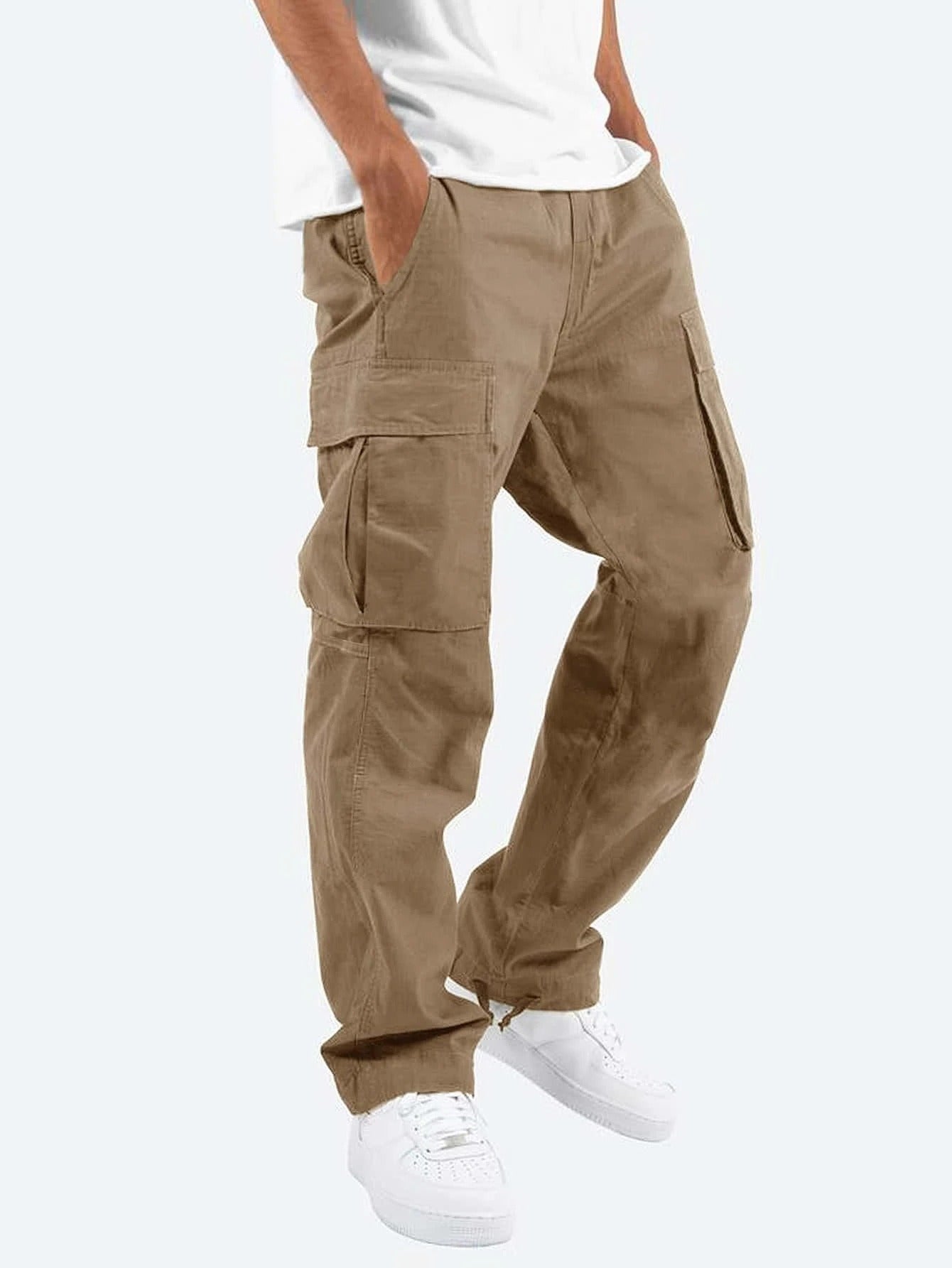 Salopette pour hommes de nouveau style, pantalon décontracté à poches multiples avec cordon de serrage