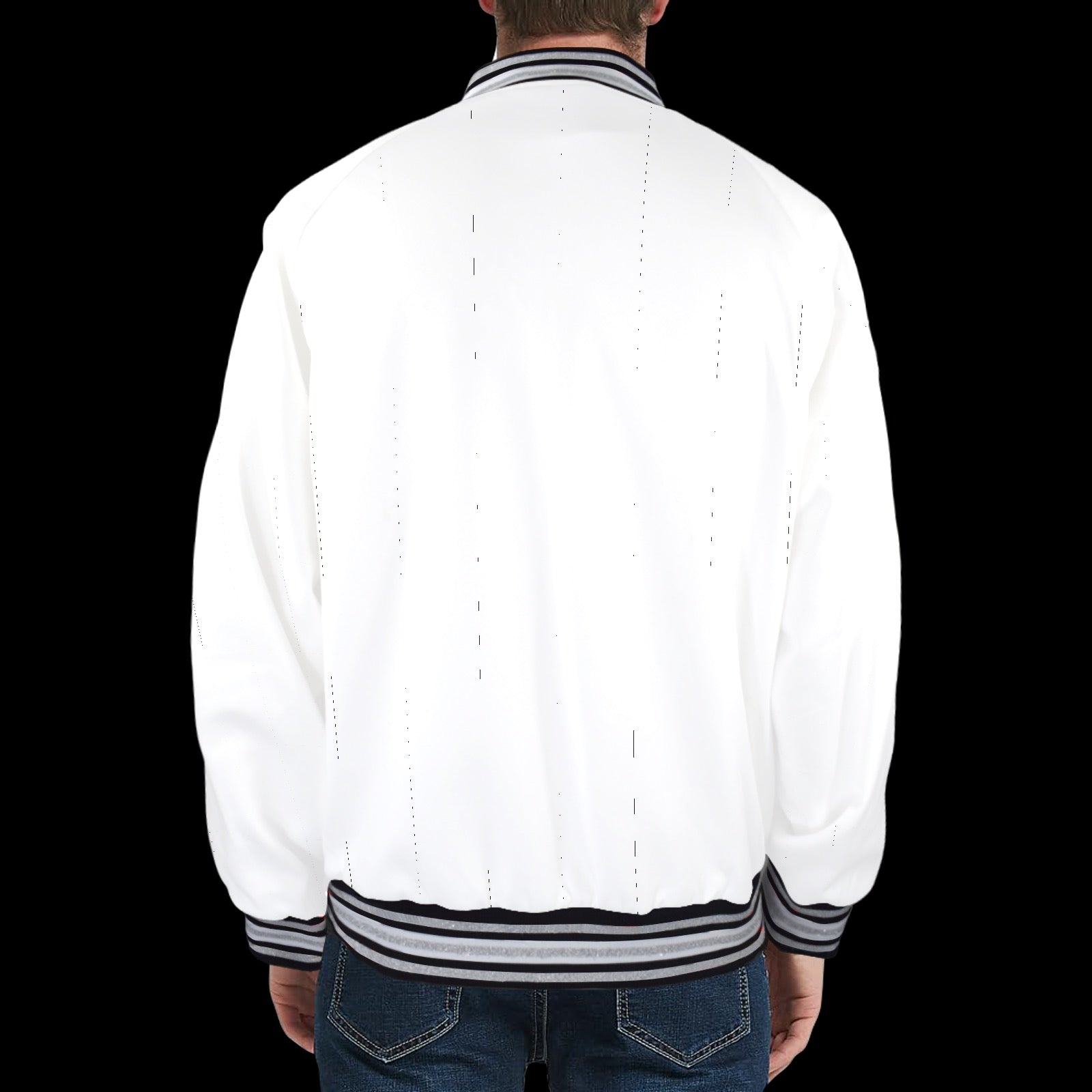 New Custom Unisex Striped Trim Bomber Jacket