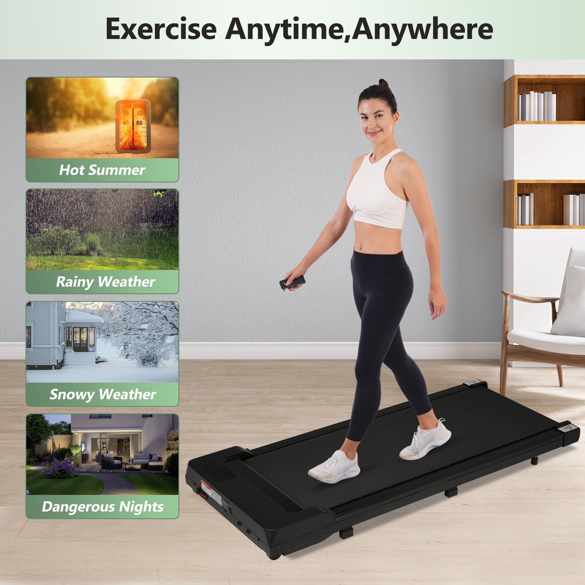 New 8.10 Walking Pad Under Home Desktop Treadmill -2.5HP Walking Treadmill 0.6-4MPH 300LBS Capacity Remote Control Battery