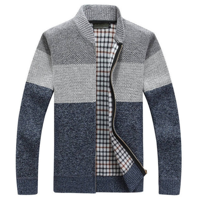 Vestes d'hiver pour hommes, manteaux épais en cardigan, vêtements de marque pour hommes, manteau à fermeture éclair en tricot dégradé d'automne