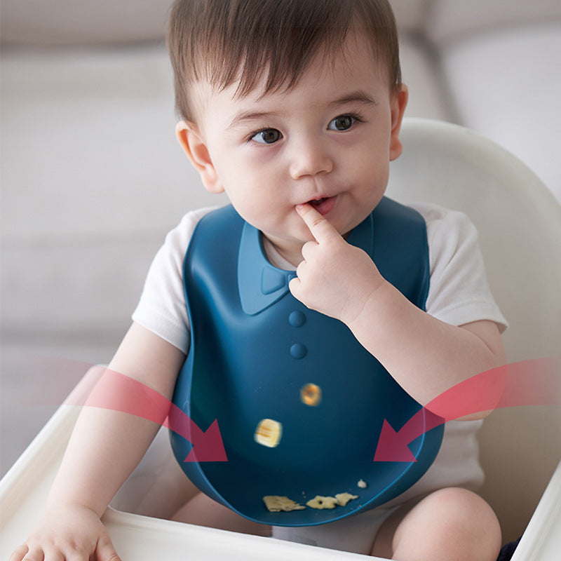 Babero de silicona para bebé con bolsillo para comida