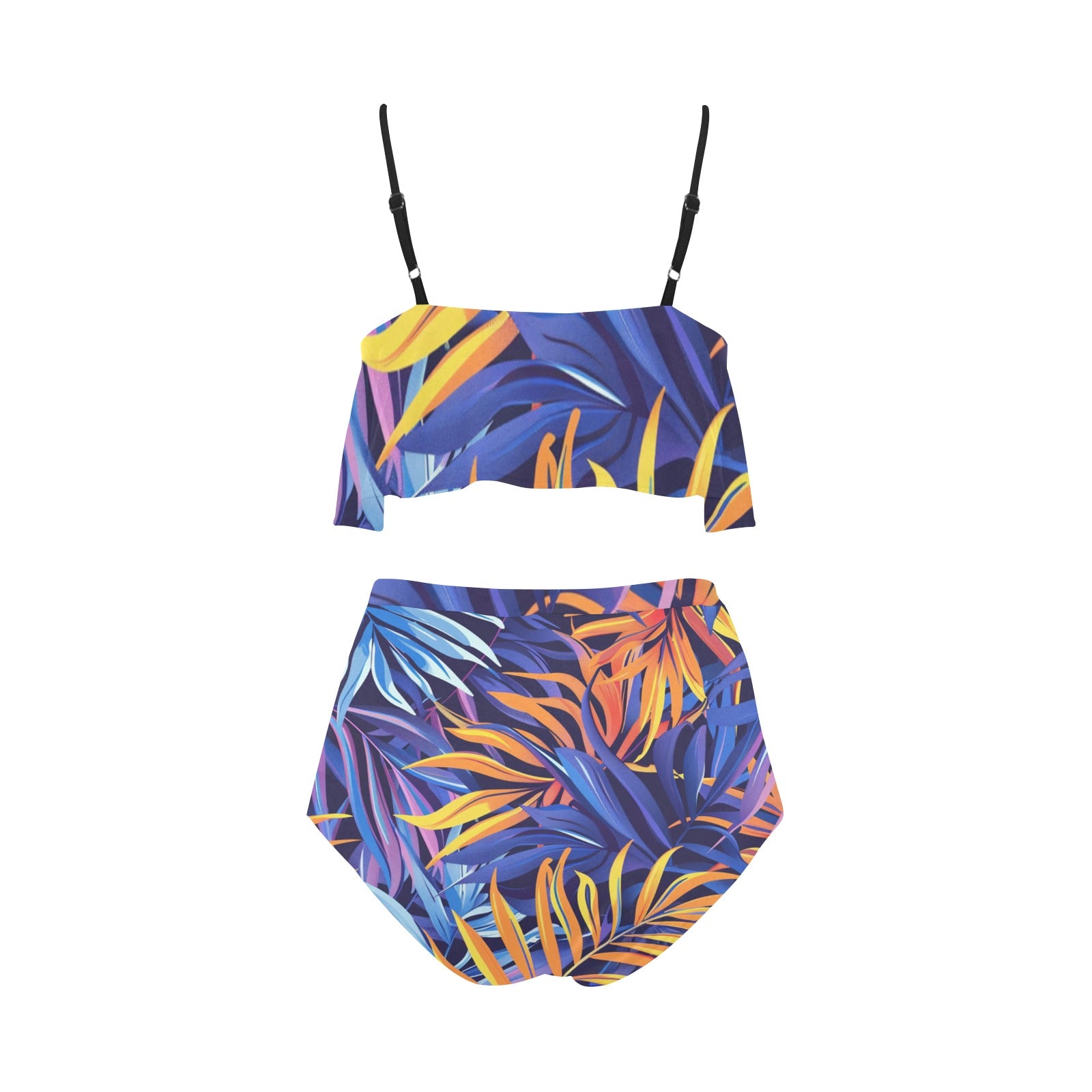 Printed High Waisted Flounce Bikini Set