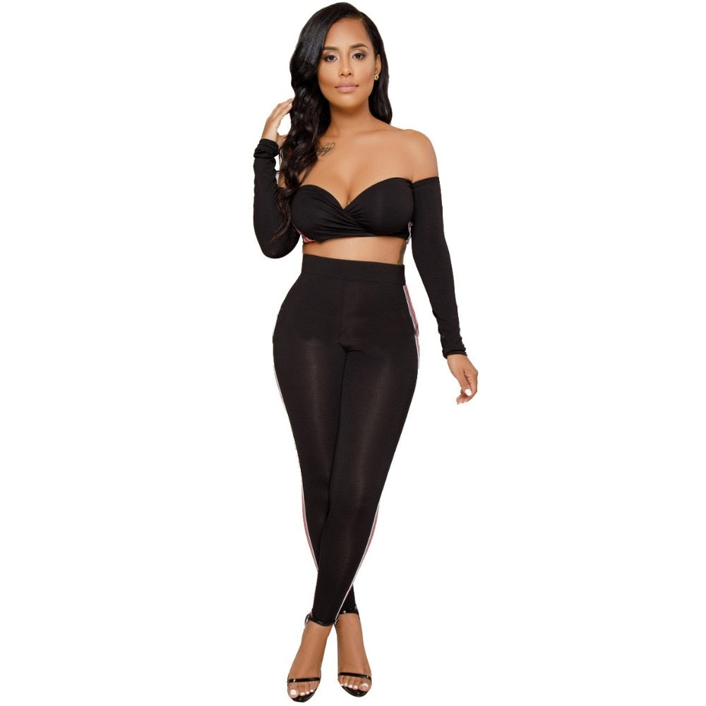 Ensemble deux pièces sexy Hauts courts Pantalon crayon Survêtement femme grande taille Ensembles deux pièces pour femmes Tenues de mode