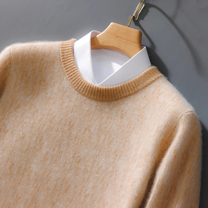 Autumn And Winter New Cashmere Sweater Men's Round Neck Loose Pullover Wool Knitted Bottoming Shirt Business Sweater