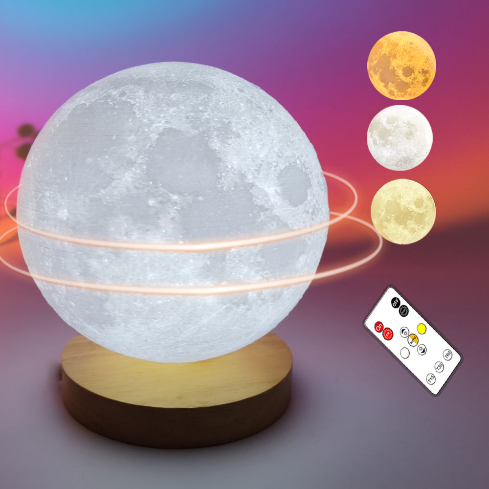 Lámpara de luna giratoria Lámpara de luna con voz inteligente Lámpara de planeta nuevo Lámpara de mesita de noche para dormitorio Lámpara colgante